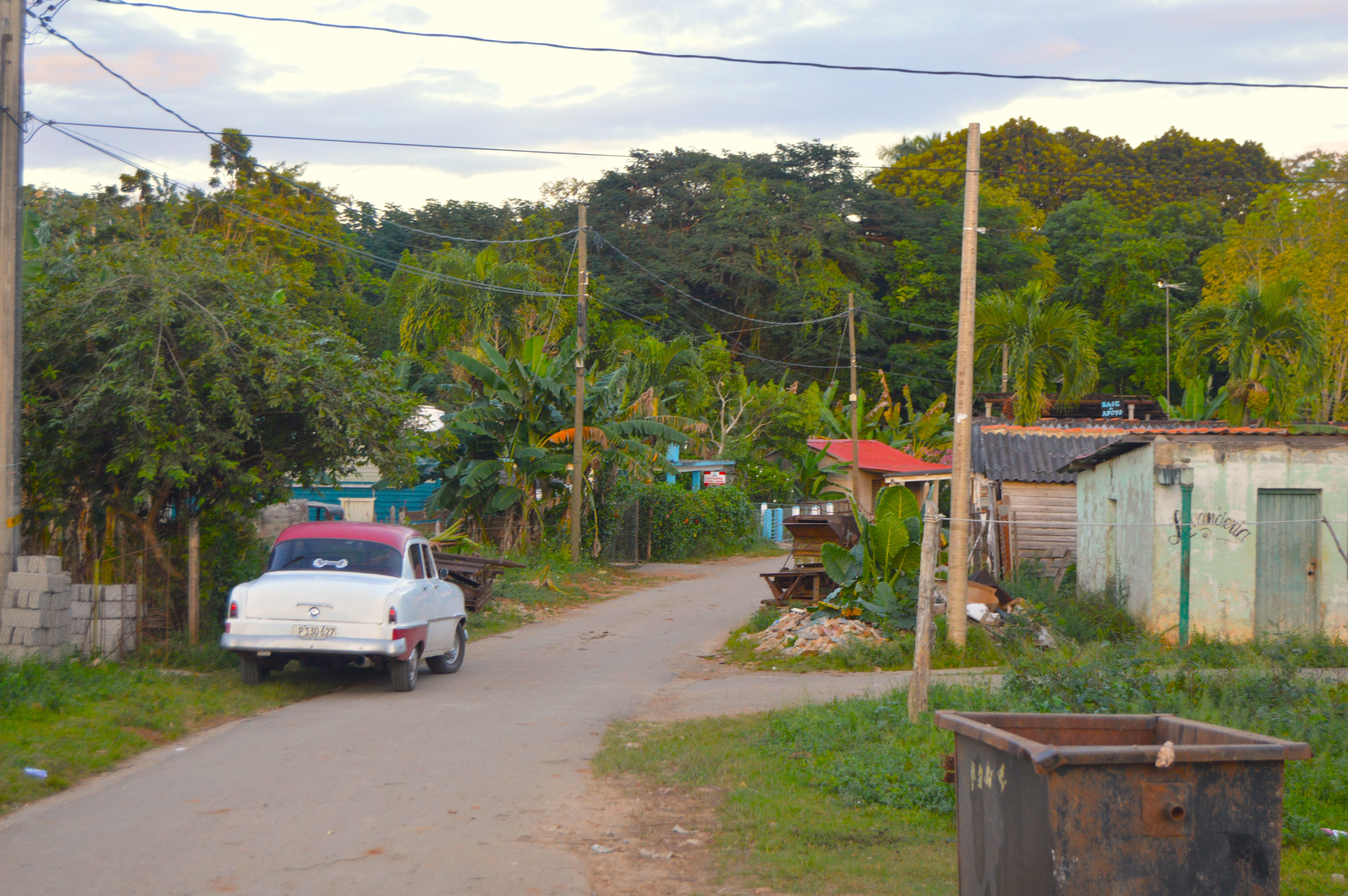 Calle típica de Viñales: ambiente rural con casas y vegetación